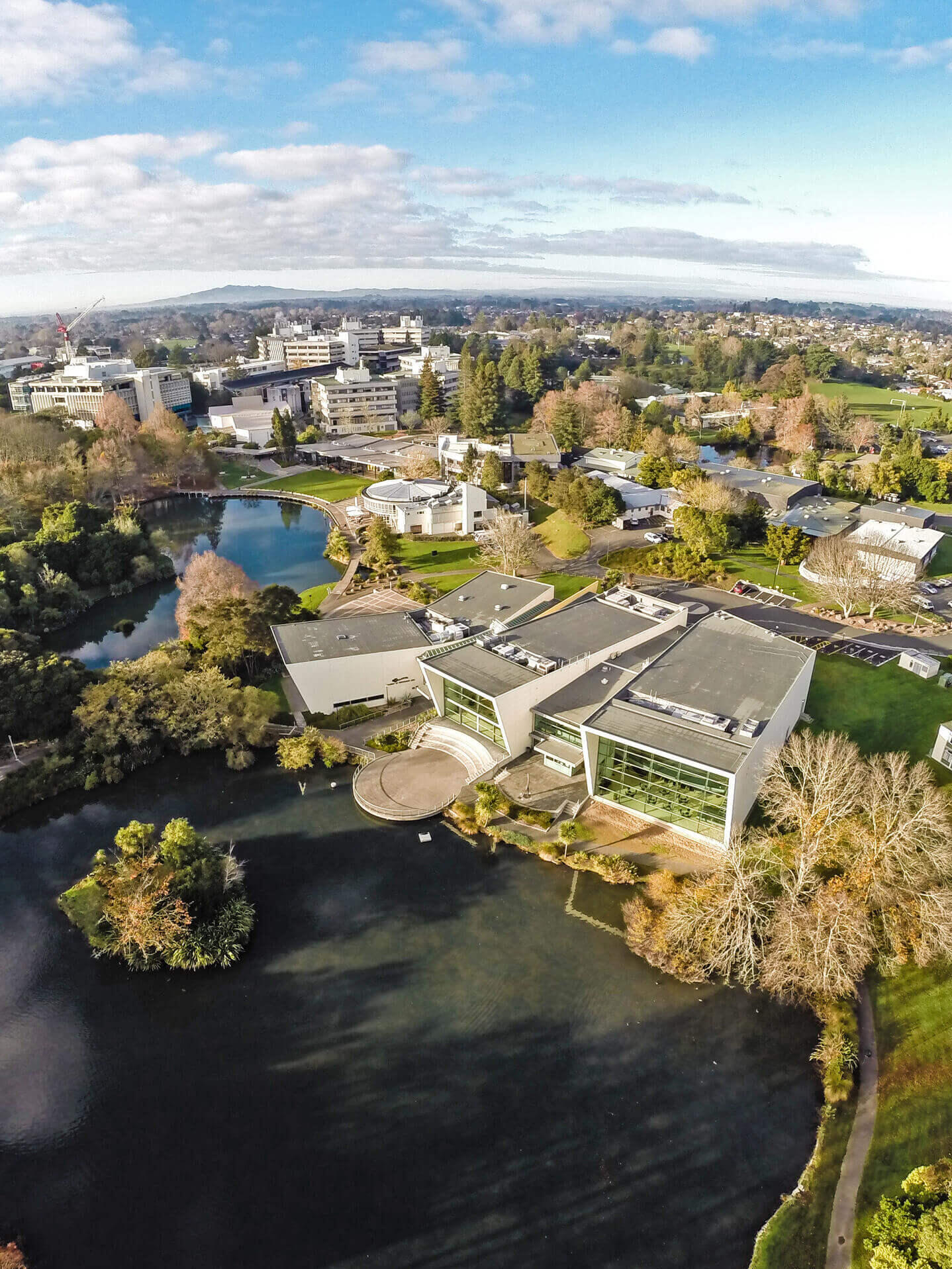 Blick auf den Hamilton Campus der University of Waikato